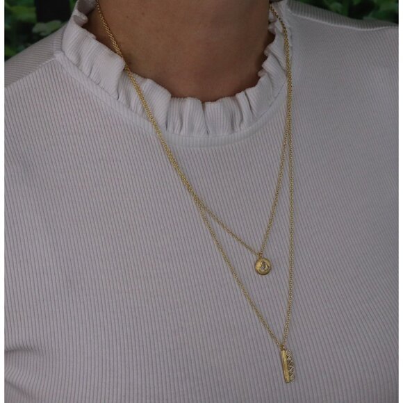 Gold Over Sterling Silver Polki Diamond Slice Layered Necklace 20" to 22" - Picture 2 of 9